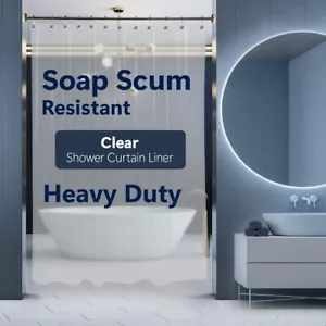 Strongest Heavy-Duty Clear Vinyl Shower Curtain Liner –72 inches x 72 inches - Picture 1 of 7