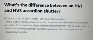 HV1 Florida High Velocity Hurricane Resident/commercial accordian Shutter Key - Picture 1 of 3
