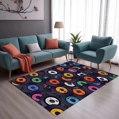 Alfombra de impresión de CD inspirada en la música, alfombra de área de CD Foto 1 de 4