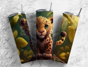 Cheetah 20oz Skinny Straight Tumbler drinkware-water bottle travel mug cup cold - Picture 1 of 1