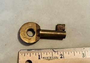 Vintage Eagle Lock Company Brass Hollow Barrel Key Terryville Antique Large Bow - Picture 1 of 4