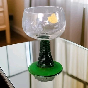 Vtg SCHOTT ZWIESEL West Germany Lead Crystal Etching Goblet Glass Behive Stem - Picture 1 of 3