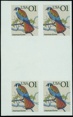 1991, USA KESTREL 1C, PROOF IN VERTICAL GUTTER BLOCK OF FINISHED DESIGN SC#2476P - Image 1 of 2
