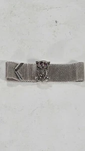 Sarah Coventry Mesh OWL Bracelet 8 in Silver tone Purple Eyes Adjustable - Picture 1 of 7