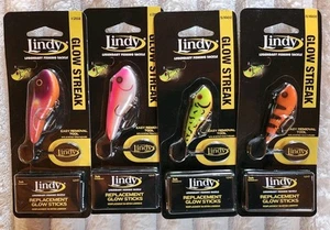 Lindy Tackle- Two-1/2OZ & Two-5/16OZ Glow Streak Jigs W) Replacement Glow Sticks - Picture 1 of 3