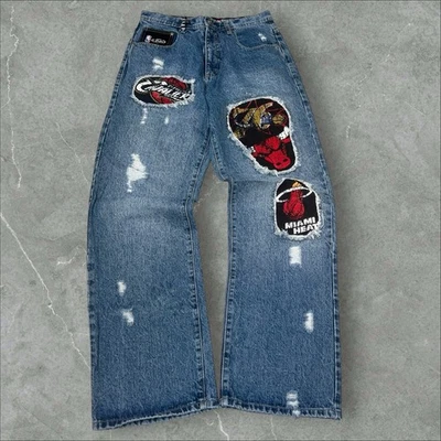 Pantalones de mezclilla NBA UNK baloncesto EE. UU. bordados equipo Chicago Bulls parche para hombre W30 L34 Foto 1 de 4