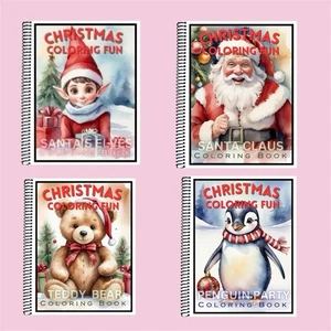 Set Of 4 Christmas Coloring Fun - Spiral Bound Coloring Book Thick paper #05 - Picture 1 of 9