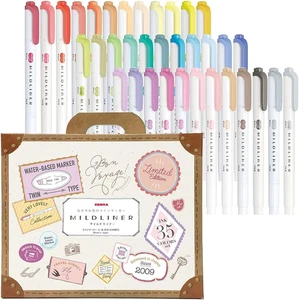 ZEBRA WKT7-35C Highlighter, Mildliner, 35 Color Set, Gift Box Included - Picture 1 of 6