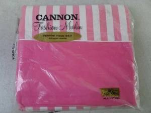 Vintage Cannon Monticello lenzuolo mussola doppio rosa righe bianche 72 x 108 NOS - Foto 1 di 3
