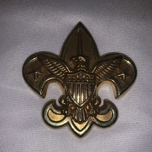 Antiguo Pin Boy Scout Emblema Águila Metal Tono Dorado Pin Placa - Imagen 1 de 4