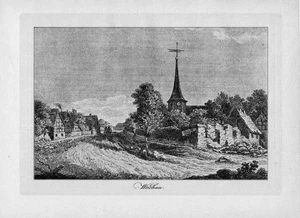 Leipzig-Wachau +Historischer Druck+ Völkerschlacht 1813 +Kirchenruine Wachau+ - Bild 1 von 2