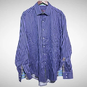 Robert Graham Shirt Men’s XL Purple Stripe Long Sleeve Button Down Halloween - Picture 1 of 5