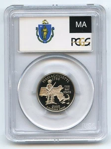 2000 S 25C Clad Massachusetts Quarter PCGS PR70DCAM - Picture 1 of 2