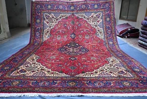 Fine Hand Knotted Vintage Rug 10x13 Red Antique Oriental Caucasian Area Carpet - Picture 1 of 14