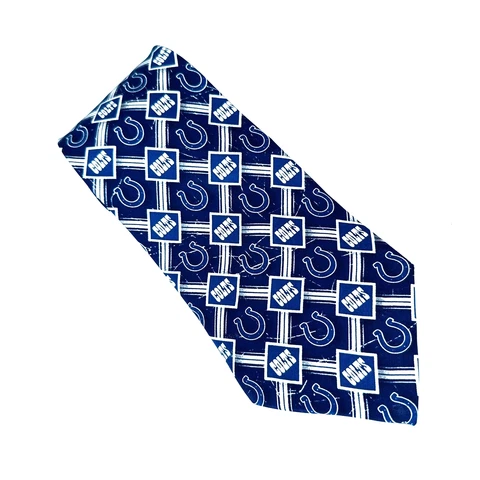 Eagles Wings NFL Indianapolis Colts Classic Neck Tie Blue Horseshoe 100% Silk Cover