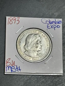 1893 Columbian Exposition Silver Half Dollar BU Uncirculated MS++ Coin (Raw14811 - Picture 1 of 2