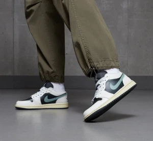 Jordan 1 Low 'Jade Smoke' Black Green Sail DC0774-001 Women's Sz 6-8.5 Air Retro - Picture 1 of 9