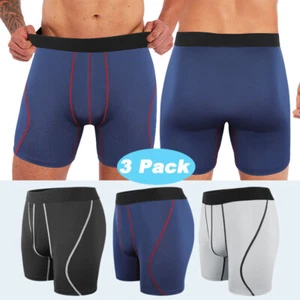 Paquete de 3 calzoncillos boxer transpirables de pierna larga para hombre calzoncillos boxer suaves sin etiquetas - Imagen 1 de 14