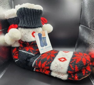 Jane & Bleecker Women's Size 8-9 Slipper Socks Non Skid Black Red White Grey - Picture 1 of 9