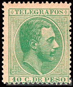 Filipinas - Edi * Telégrafos 13 - 1886/1888 - Alfonso XII - 10 céntimos - Imagen 1 de 1