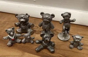 Vintage SPOONTIQUES Pewter Figurine Teddy Bear Various Brands Unicycle - Picture 1 of 4