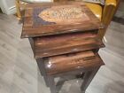 Wooden Coffee Table Set of Three Fully  Nesting 