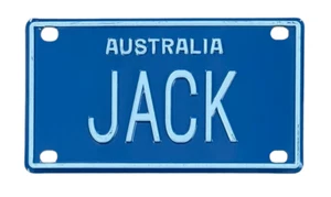 JACK MINI NAME PLATE NOVELTY AUSTRALIAN TIN LICENSE NUMBER PLATE - Picture 1 of 1