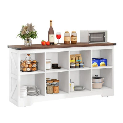 6-8 Cube Storage Organizer Bookshelf, Horizontal Bookshelf Farmhouse Home Office - Image 1 of 4