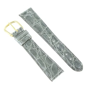 16mm deBeer Gray Genuine Crocodile Turned Edge Hand Stitched Watch Band SHORT - Picture 1 of 8