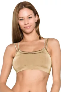 Seamless Double Layer Bralette Sports Bra Top Metallic Straps - Picture 1 of 9
