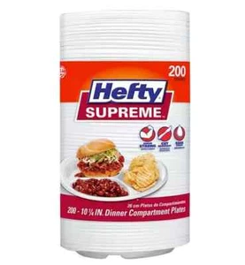Hefty Supreme 3-Compartment Foam Plates, 10 1/4", 200 ct. - Picture 1 of 6