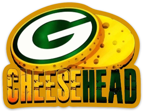 Green Bay Packers "CHEESEHEAD" logo with Word-type Die-cut MAGNET Cover