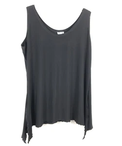 Planet by Lauren G Grossman Sleevless Top Tank Ruffle Hem Black Knit Sz 1 medium - Picture 1 of 9