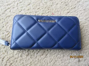 C7 NWT VALENTINO MARIO VALENTINO Ocarina Blu Zip Around Wallet VPS3KK229R - Picture 1 of 9