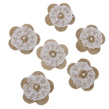 6pcs Hessian Burlap Lace Flowers Bridal Wedding Craft DIY Making Decor