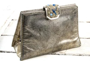 VINTAGE GUCCI CLUTCH TASCHE METALLIC LEDER SEHR GUTER ZUSTAND - Bild 1 von 10