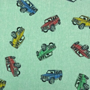 Retro Vintage Cars  Green Sewing Cotton Fabric - Picture 1 of 3