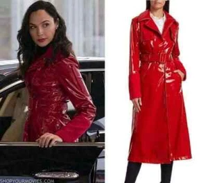 Classic Fit Red Vinyl Trench Raincoat Women's Trench Coat All sizes - Picture 1 of 4