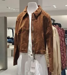 ZARA NUOVA CON ETICHETTE 2025. GIACCA BIKER MARRONE 100% PELLE. 8073/041/700 - Foto 1 di 9