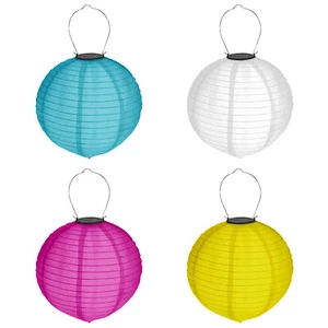4er Set Solar Lampion ø 20cm Kugel LED Lampenschirm Garten Deko Laterne Bunt - Bild 1 von 5