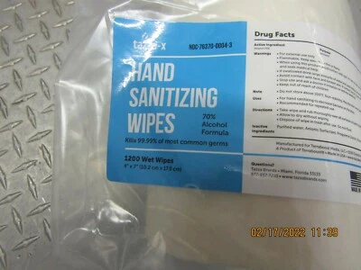 Tazza-x  Hand  Wipes 1200 1 Rolls 4" x 7" wipes 547 - Image 1 of 4
