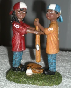 Vintage Youngs Inc. Afroamerikaner Junge & Mädchen Baseball Figur 4-1/2" x 3" - Bild 1 von 11