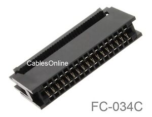 34-Pin Card Edge Female IDC Connector for 2.54mm Pitch Flat Ribbon Cable