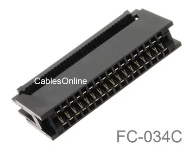 34-Pin Card Edge Female IDC Connector for 2.54mm Pitch Flat Ribbon Cable - Image 1 of 4