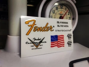 2Pcs FENDER STRAT65 Custom Shop Guitar Vinyl UV Transfer Headstock Decal Sticker - Picture 1 of 1