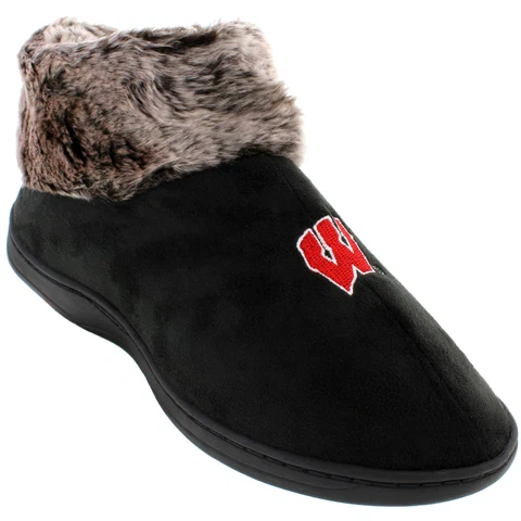 Wisconsin Badgers Faux Sheepskin Furry Top Slipper Cover