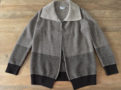 Max Mara Virgin Wool Cardigan Womens M Designer Sweater Brown Soft Modern Luxury - Image 1 of 4