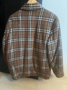 Burberry Overshirt Beige Fleece Lining Flap Pockets Light Padding Boa Jacket - Picture 1 of 5