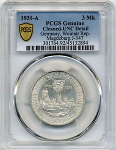 1931-A 3 Reichsmark Germany - Weimar Rep. Magdeburg - PCGS UNC Detail - Picture 1 of 3