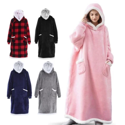 SHOPPINGONLINE365-UK Oversized Hoodie Blanket Big Hooded Ultra Plush Sherpa Giant Sweatshirt Blanket